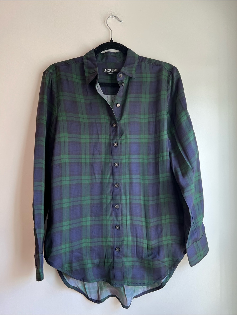 J. Crew Green and Navy Plaid Button-Down Shirt